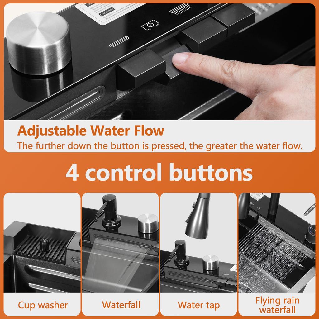 Kitchen Sink Stainless Steel Workstation Sink Pop-Up Swivel Faucet Fast Drain & Anti-Clog Topmount Single Bowl with Accessories