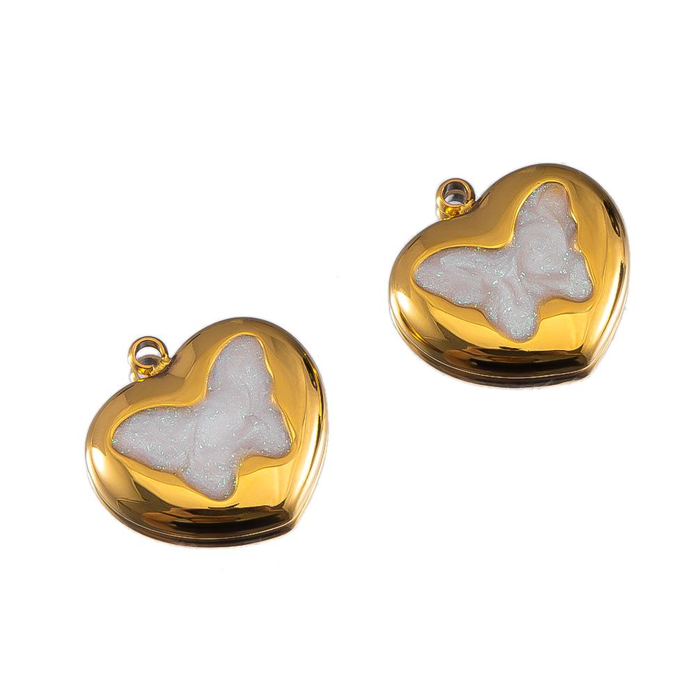 

2pcs High Color Retention Gold Color Heart Shaped Stainless Steel Butterfly Pendant For DIY Earring Necklace Jewelry Accessories 2pcs белый