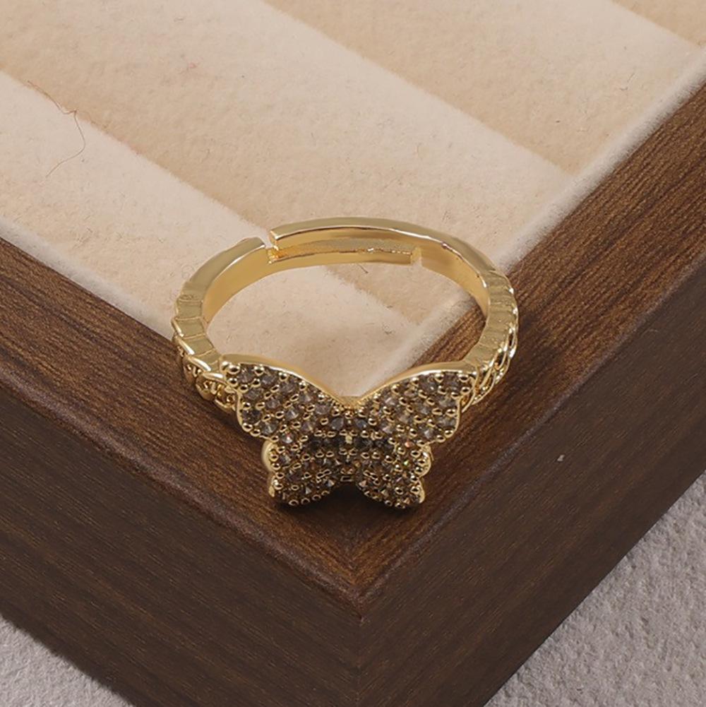 Korean Dongdaemun Butterfly Chain Adjustable Ring for Women