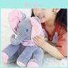 Elefant adorabil cu jocul „Peek-a-boo” și cântec, jucărie de pluș pentru bebeluși și copii, în roz și gri