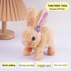 Plush Interactive White Rabbit Toy - Walking, Talking, Ear-Wiggling, Mouth-Moving Long-Haired Pet Simulation.