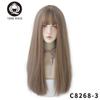 Długie proste syntetyczne jasnobrązowe peruki z grzywką dla kobiet Odporne na ciepło włosy codziennego użytku Hot Sprzedam hurtowe peruki