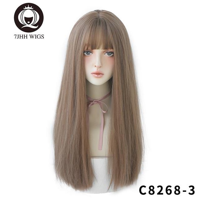 Dlouhé rovné syntetické světle hnědé paruky s ofinou pro ženy, tepelně odolné, pro každodenní použití, horké prodeje, velkoobchodní prodej paruky
