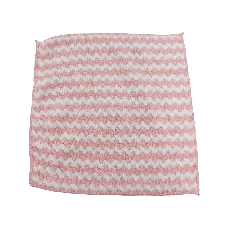 Korallfleece gestreifte Geschirrtücher Küche verdickt Wasseraufnahme verliert keine Haare Spültuch Haushaltsreinigung Scheuertuch