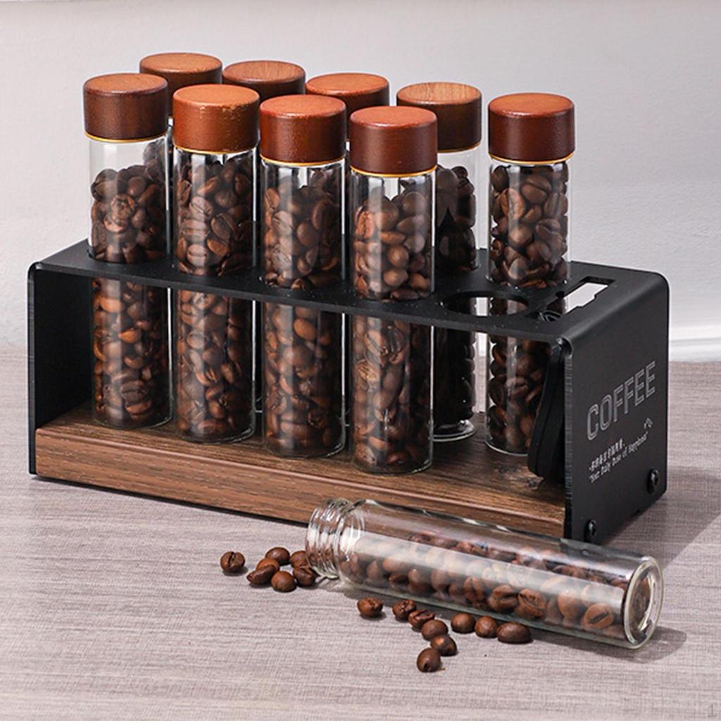 Coffee Bean Glass Tube Holder Dispenser 8.5inchx3.5x3.2inch for Efficient Portion Control