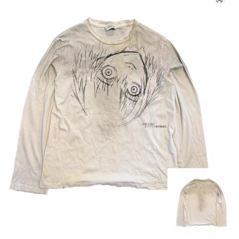 Unisex Vintage Streetwear Long Sleeve T-Shirt With 3D Digital Print Loose Fit Casual Tee Daily Wear