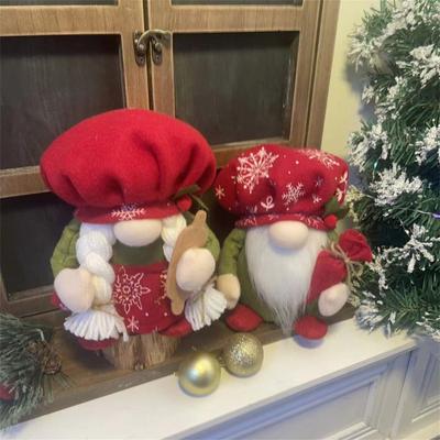 Boneca sem rosto com chapéu de chef, enfeites de gnomo de natal, boneca de pelúcia para decoração de natal, suprimentos de cozinha