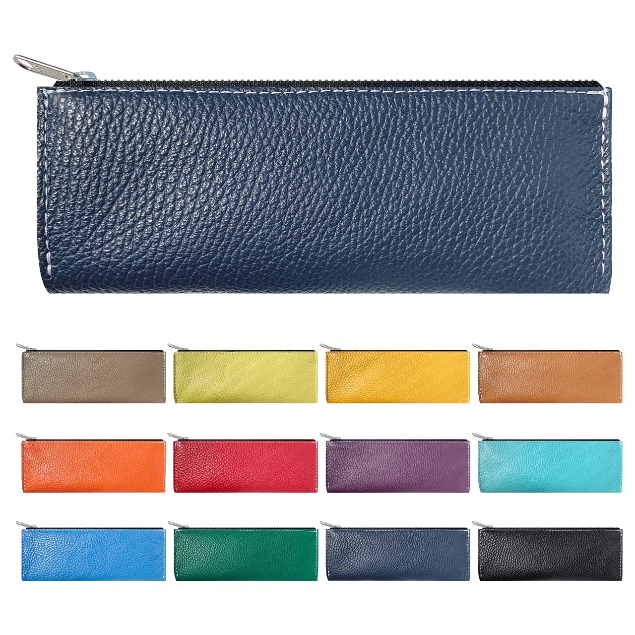 

пенал из натуральной кожи для ручек и канцелярских принадлежностей для мужчин и Midnight Slim, компактный, карандаши. Простые, высококачественные женщины. военно-морской.