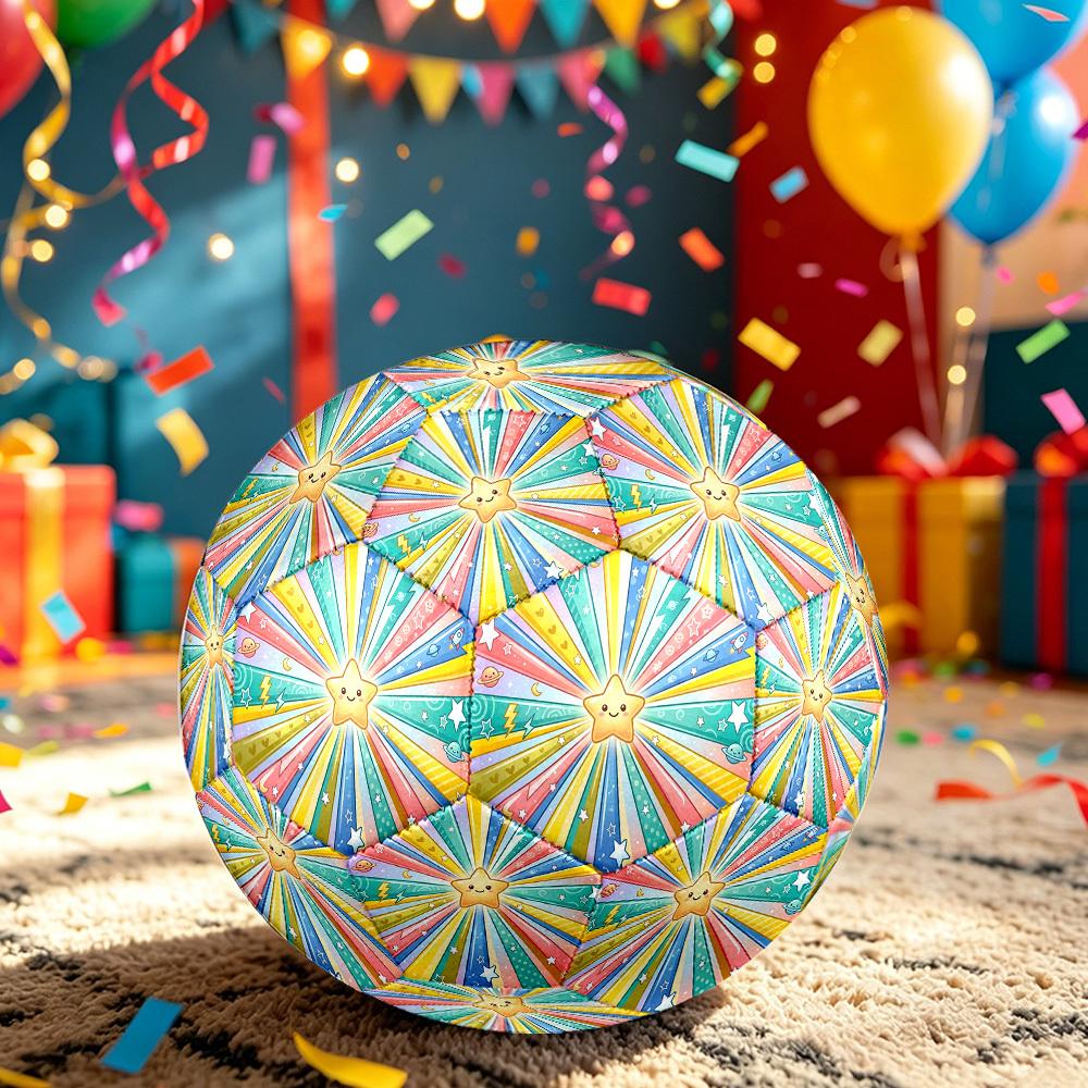 1pc Starburst Fun Themed Soccer Ball, Size 5, Lightweight PVC Material, Outdoor Training Soccer Ball Gift. Q62216
