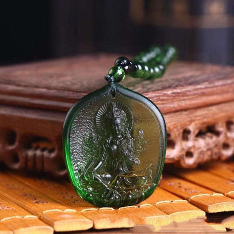 Ručně vyráběný náhrdelník Nepálský buddhistický Mala kamenné korálky Náhrdelník s přívěskem socha Buddhy Prohlášení Buddha Lucky Amulet s přívěskem