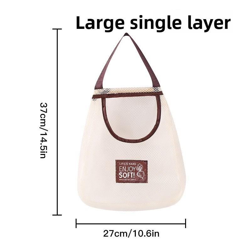 

Подвесная сумка для фруктов и овощей, имбирь, чеснок, кухонная сумка для хранения, влагостойкая подвесная сумка, сетчатая подвесная сумка, настенная полая дышащая сумка для хранения Large single 27*37cm бежевый