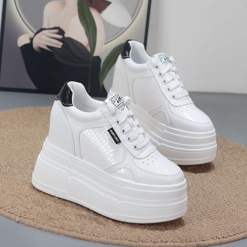 Fashion 11CM Genuine Leather Vulcanize Summer High Brand Comfy Spring Autumn Platform Vulcanize Women Chunky Sneaker Loafer Shoes