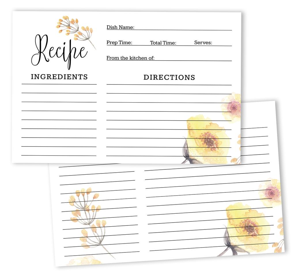 Inkdotpot 4x6 Inch Recipe Cards (Set of 50) , Thick Double Sided Premium Card Stock- Modern Style White Recipe Notecards