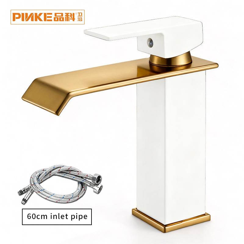Modern Design Stainless Steel Single Hole Single Handle Basin Faucet with Ceramic Valve Core Brushed Nickel Finish (White Gold,Nickle) белого золота