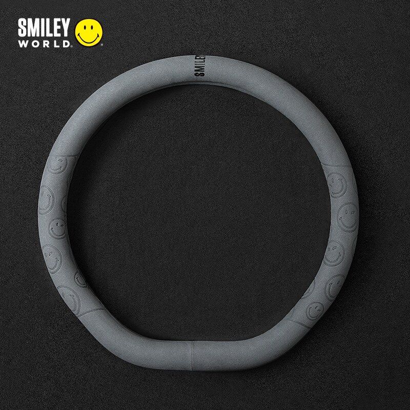 

Fashion Brand Smile Car Steering Wheel Cover Creative Short Plush Winter Warm Gloves Smile Smile Car Decoration High-Grade Gray D Type