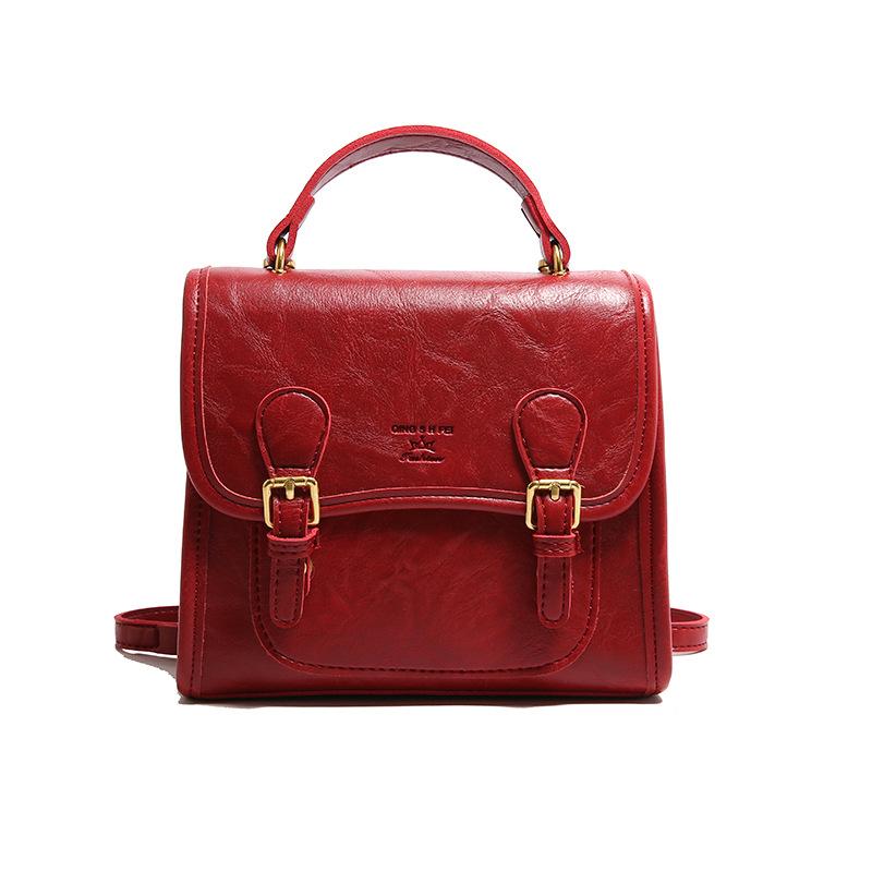 Retro Niche Backpack for Women, Autumn and Winter New Fashion Retro Handbag, Student Travel Small Backpack Trend красный
