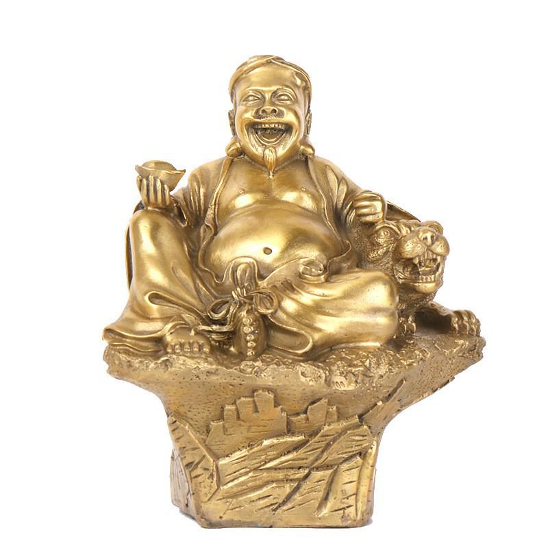 Vietnamesische Kupfer Buddha Figur: Gott des Reichtums und des Wohlstands