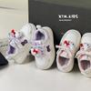 Spring 2026 Girls' Korean Style Lightweight White Canvas Shoes with Cute Kitty Design