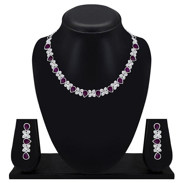 

Atasi International Отличный цветочный дизайн, посеребренный комплект ожерелья в стиле принцессы из сплава для женщин