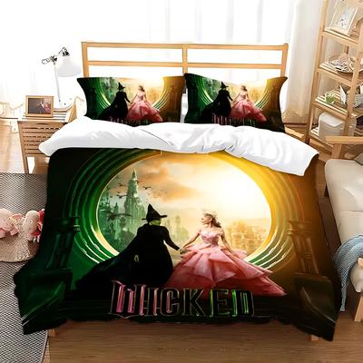 Set Biancheria da Letto Strega Malvagia Film W-W-Wicked Set Copripiumino King Queen Twin Double Size Set Coperta Singola/Matrimoniale Per Decorazione Casa Con Federa