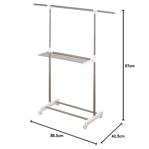 Takeda Corporation Compact, Multi-Functional Clothes Drying Rack SNM-002, 88.5 X 42.5 X 97 Cm, Silver