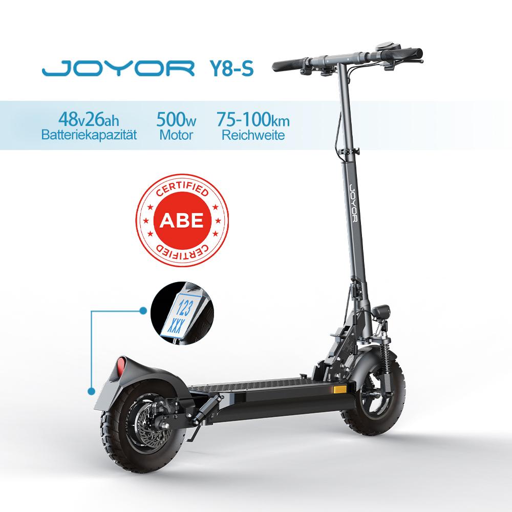 JOYOR Y8-S Elektromos Roller: 500W Motor, 48V 26Ah Akkumulátor, 75-100 km Hatótáv, Összecsukható, ABE Tanúsítvánnyal a Legális Városi Közlekedéshez