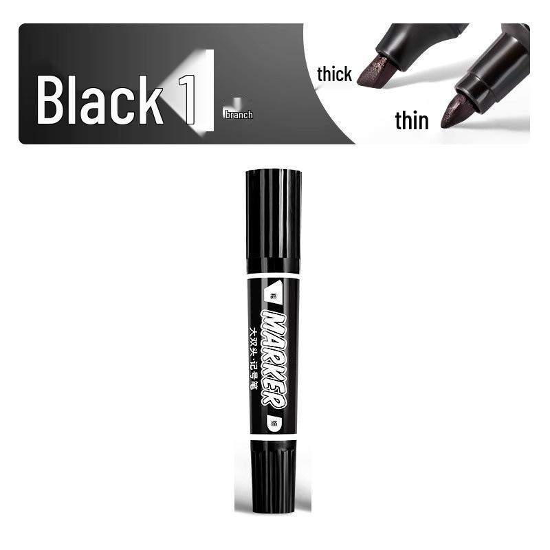 Large Double-Headed Oily Waterproof Marker - Black & Red Broad Tip, Non-Fading, Oil-Proof for Industrial Use