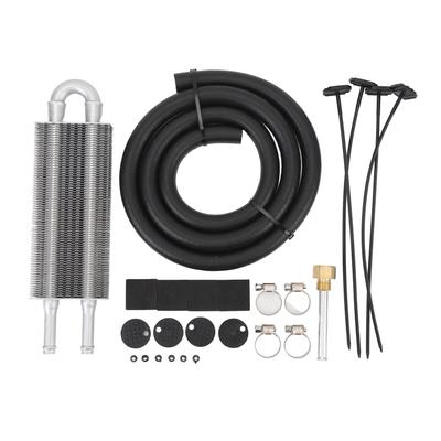 2 Row Transmission Oil Cooler Aluminium Alloy 233mm Universal Engine Oil Cooler Kit with Pipe for
