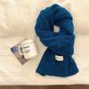 Green knitted scarf women's autumn and winter white Korean version ins solid color new student warm wool scarf