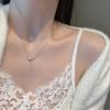 Sterling Butterfly Pendant Necklace With Freshwater Pearl Tassel Adjustable Chain Women Fashion Office Wear