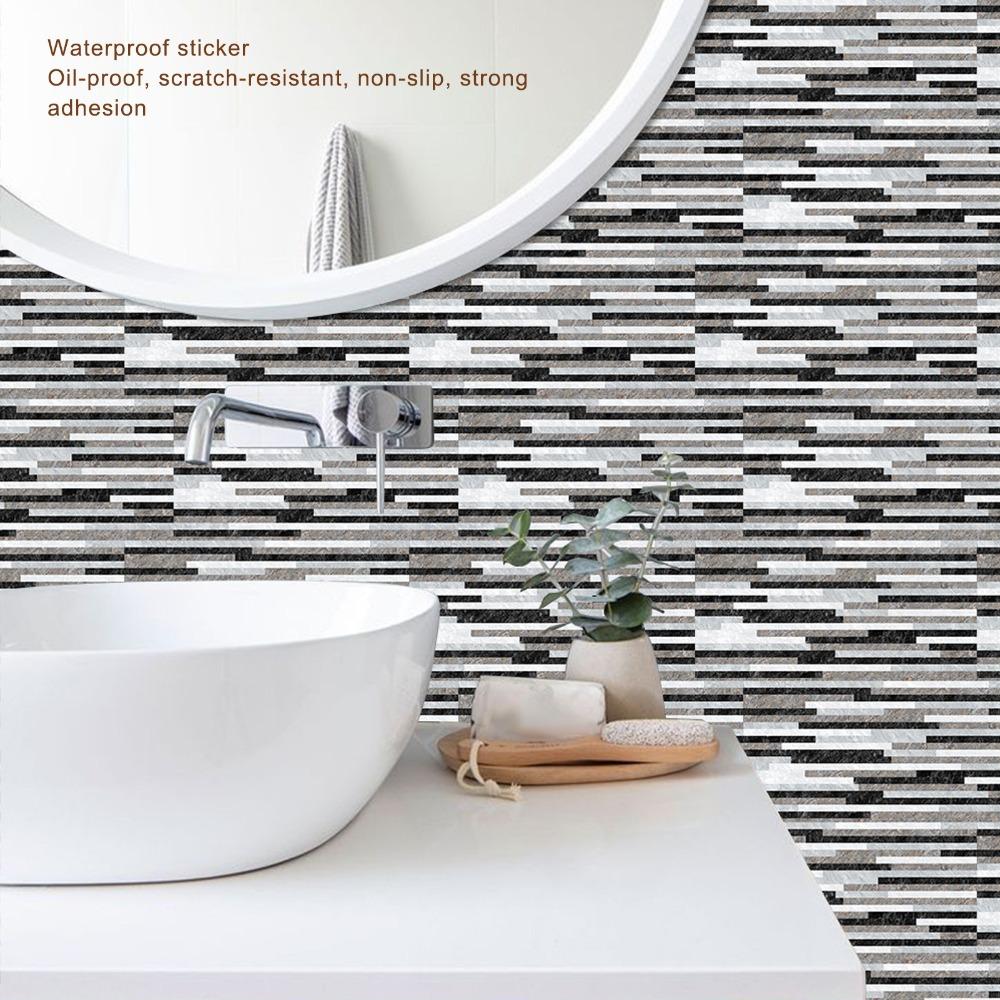 6pcs Waterproof Marble Tile Sticker 11.81x5.91in Wall Decoration  For Kitchen