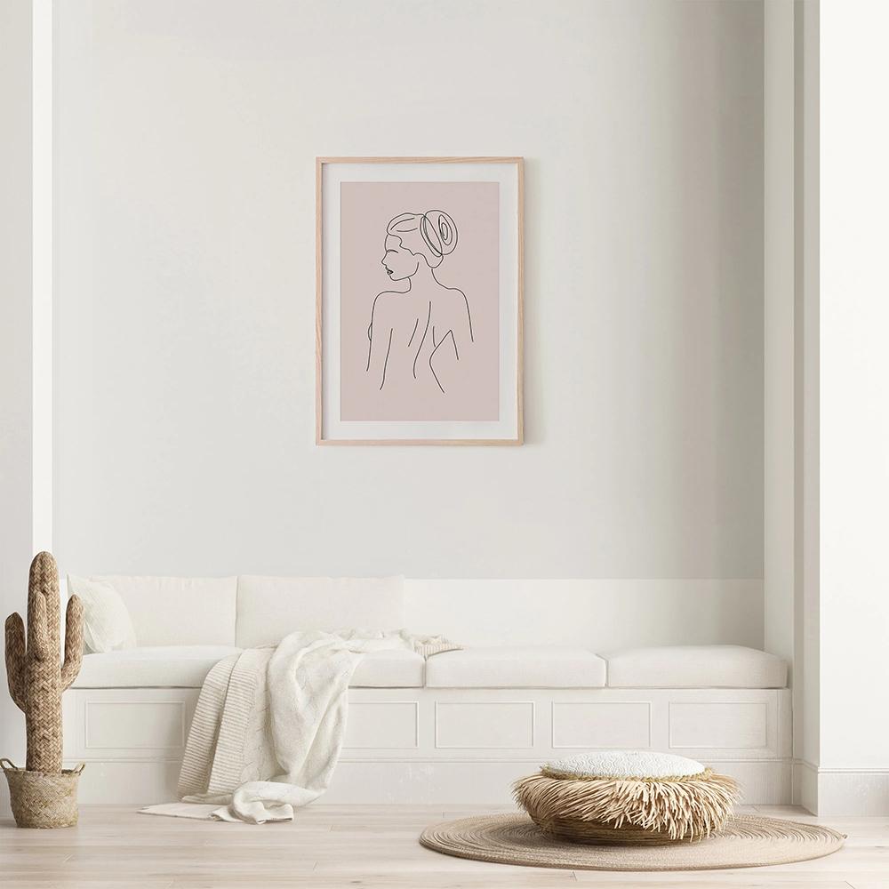 Woman One Line Drawing Art Canvas Painting Abstract Female Nude Pink Poster Woman Body Minimalist Print Nordic for Home Decor
