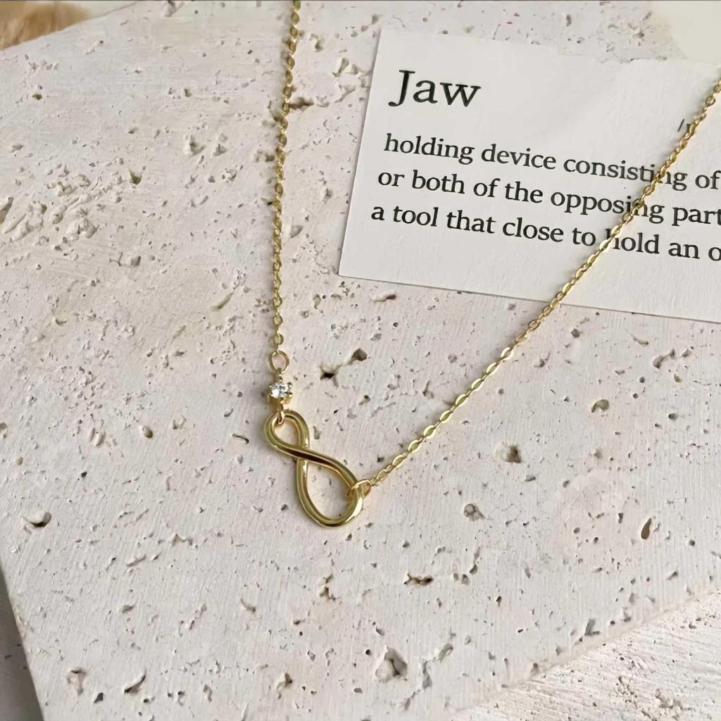 18K Gold Plated Sterling Silver Infinity Pendant Necklace for Women - Elegant Niche Design Clavicle Chain