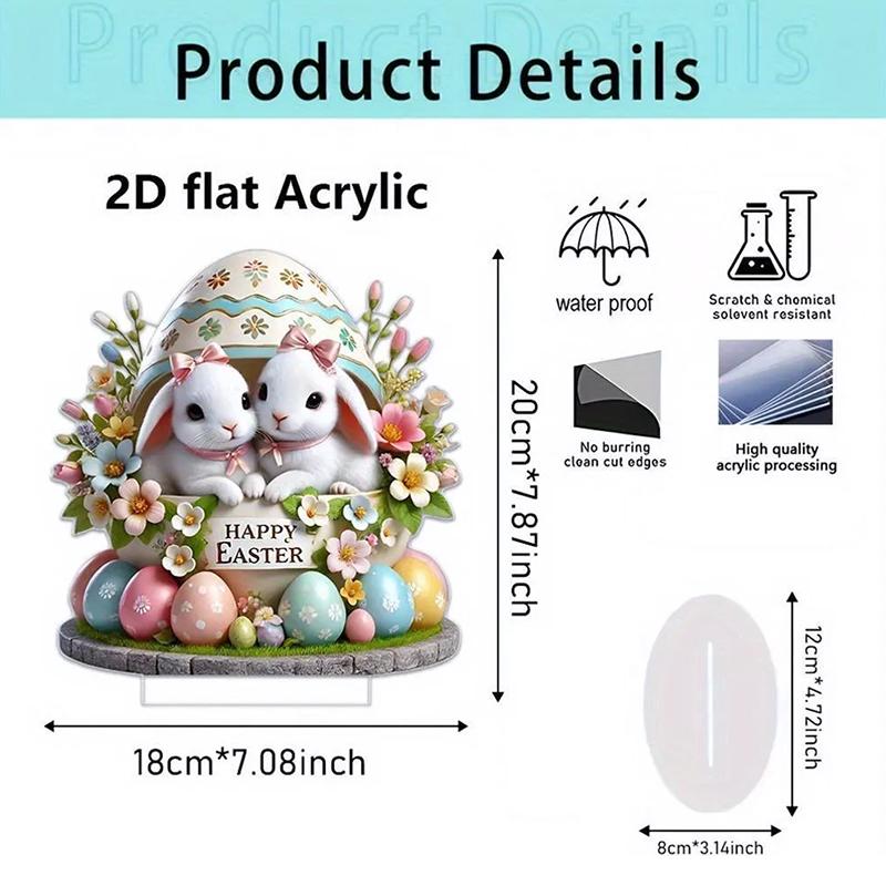 Bohemian Style 2D Acrylic Cute Easter Egg Rabbit Village DIY Decoration Festival Decor Desktop Ornament Easter Gifts For Bedroom