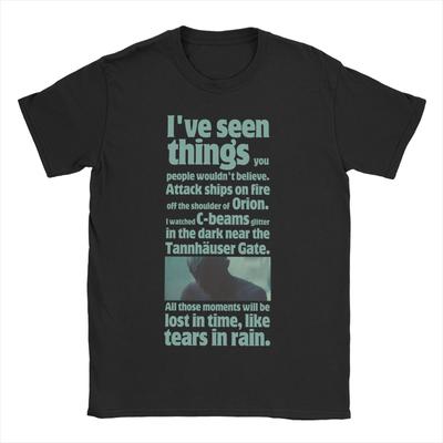 Jak łzy w deszczu Blade Runner Cytat Graficzne Koszulki Unisex Czysta Bawełna Zabawna Koszulka Okrągły Dekolt T-shirt Krótki Rękaw Ubrania