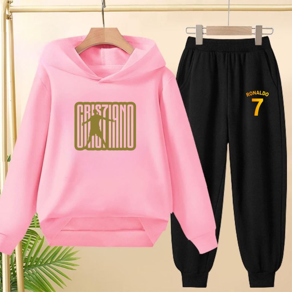 Student Uniform Hooded Sweatshirt + Long Pants Set. Children's Sportswear, Loose Suits for Boys and Girls Aged 3 to 13