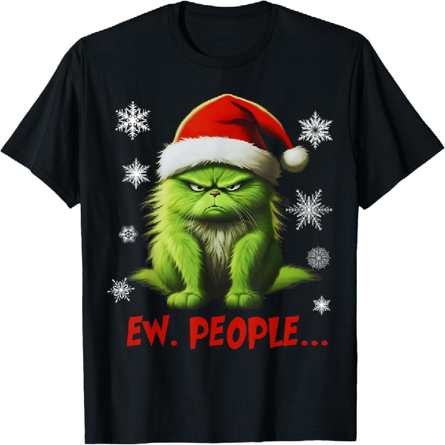 Funny Christmas Cat Ew People Meowy Cat Lovers Men Women Kid T-Shirt XXXXXL разноцветный