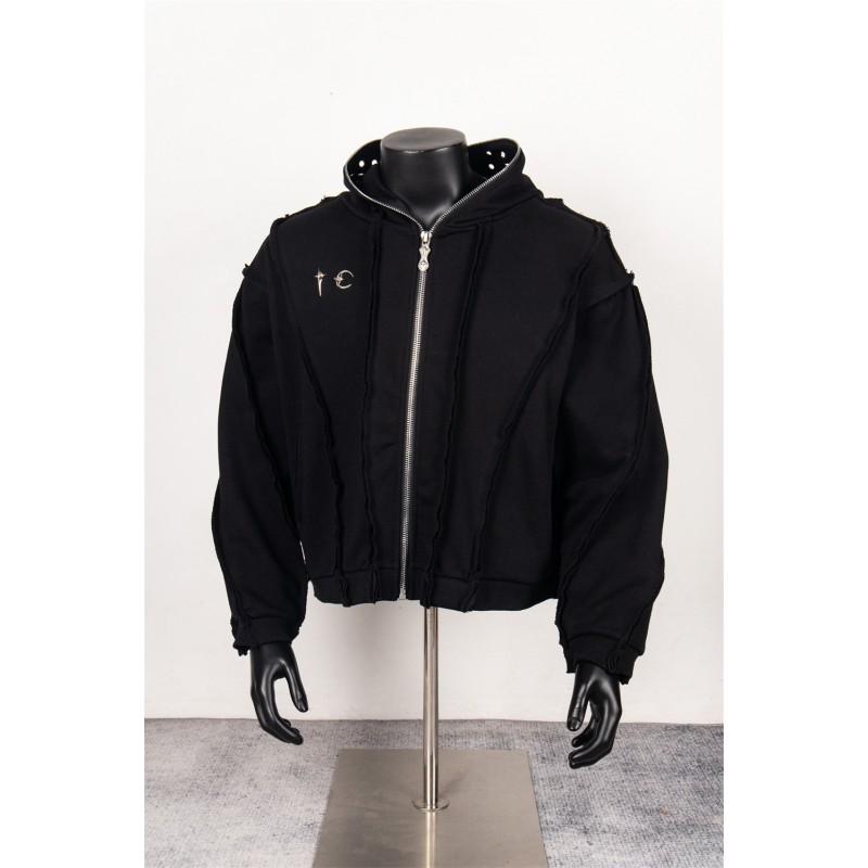 Mens Oversized Hooded Zip-Up Sweatshirt With