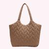 Casual Hand Bags Embroidery Thread Quilted Top-handle Bag Large Capacity Fashion Elegant Soft Cotton-Padded for Weekend Vacation