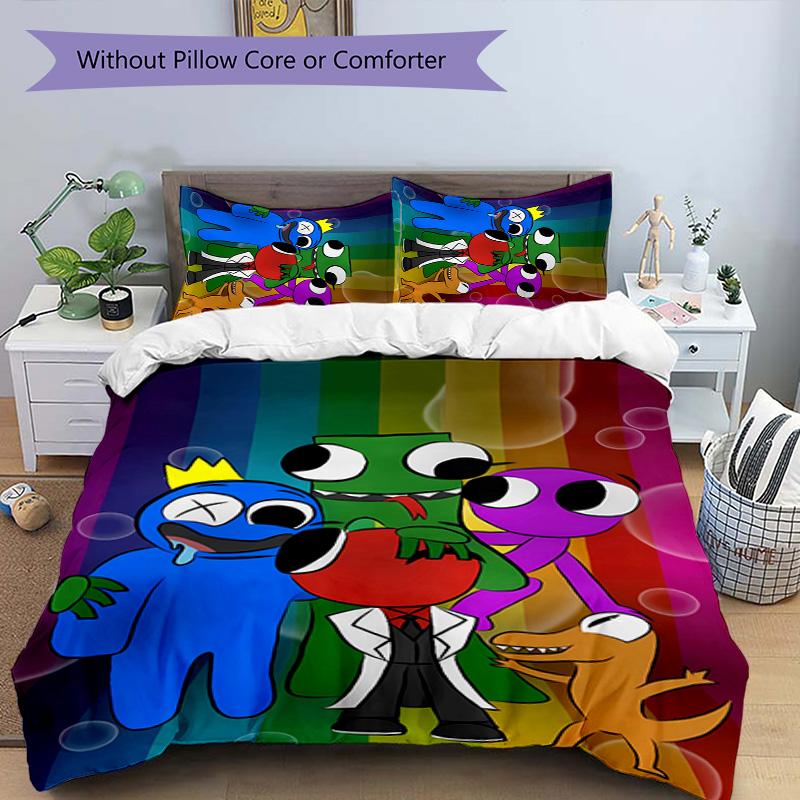 3-teiliges Bettwäsche-Set mit Regenbogenfreunde2-Muster, Bettbezug-Set enthält Bettbezug & Kissenbezüge, perfekte Ganzjahres-Schlafzimmerdekoration & Geschenk