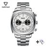 Mark Fairwhale 5900 New Mens Watch Stainless Steel Square Dial Chronograph Business Waterproof Quartz Watch Relogios Masculino