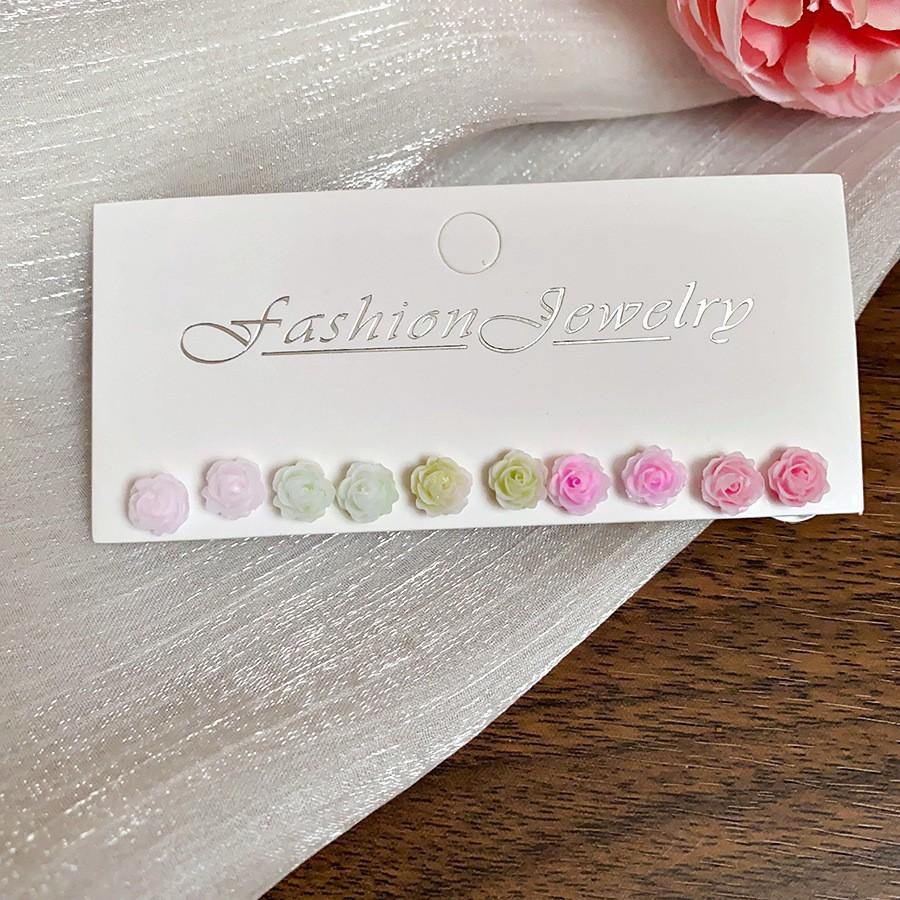 Diamond-encrusted square tassel flower earrings light luxury stud earrings temperament earrings