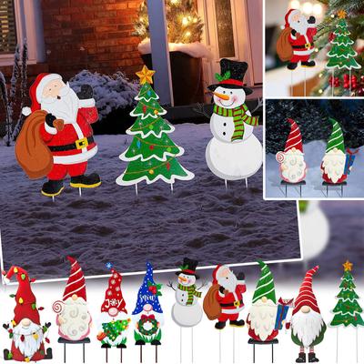 Merry Christmas Yard Stake Sign Decoration Snowman  Garden Stake Holiday Outdoor Wedding Christmas Decoration Navidad