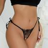 Women's Big Bow Erotic Panties Thin Waistband Adjustable Thongs Black Red One Size Underwear