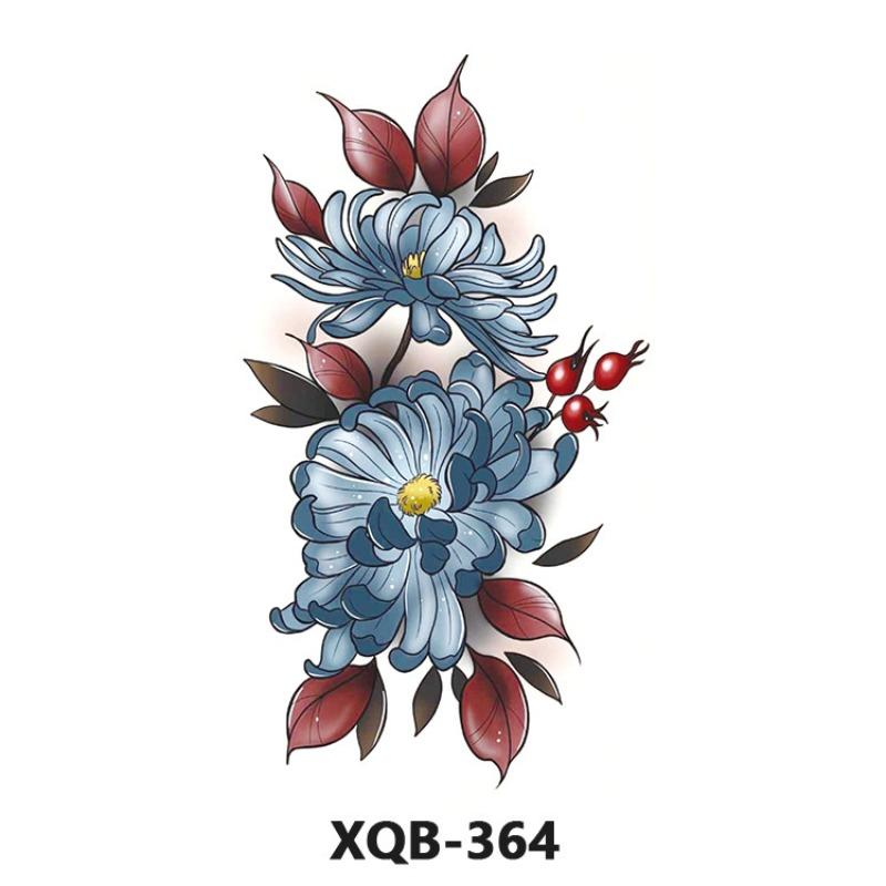 Tattoo Sticker Small Full Arm Animal Tiger Wolf Flower Arm Half Arm Waterproof Lasting Black and White Transfer Sticker
