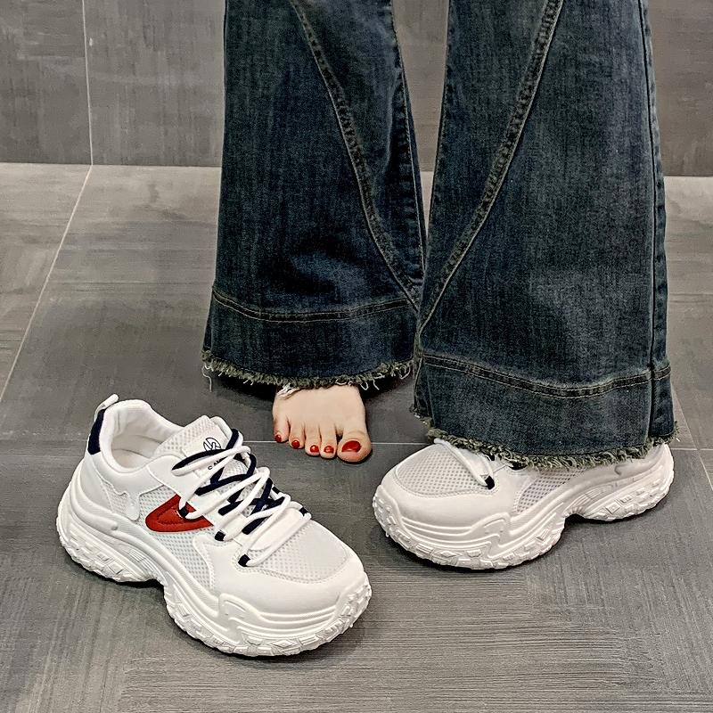 Fashion CRLAYDK Chunky Sneakers for Women Platform Tennis Fashion Mesh Dad Shoes Breathable Casual Wedge Lace Up Walking Trainers