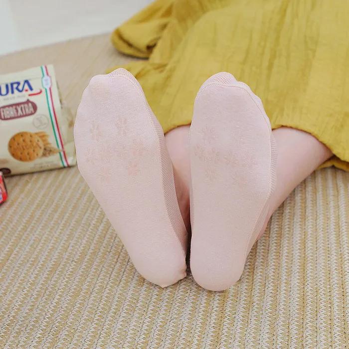 [5-Set] Lulu Women's Plain Mesh Summer Footwear Silicone Fake Socks