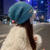 Gorro de lana grueso para circunferencia de cabeza grande, sombrero de invierno y otoño para mujer, holgado, cálido, de pelo, para cara grande, pequeño, con orejas, tejido