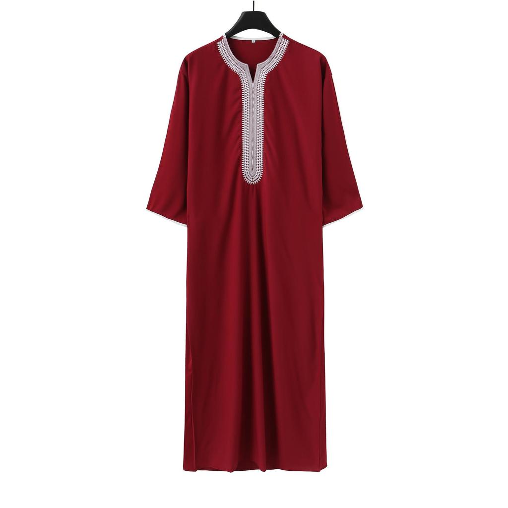 Embroidered Hooded Robe for Muslim Men, New Style Middle Eastern Thobe, Loose Long Sleeve Ethnic Design, Available Now