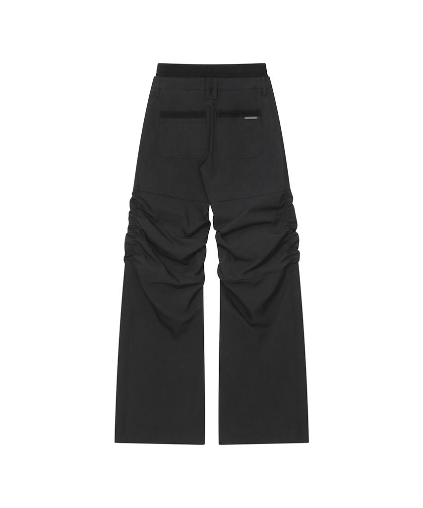 MISEKI SEOUL Ribbed Layered Shirring Pants Black
